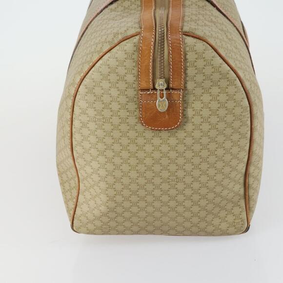 CELINE Macadam Canvas Boston Bag PVC Beige Gold Auth ki6249